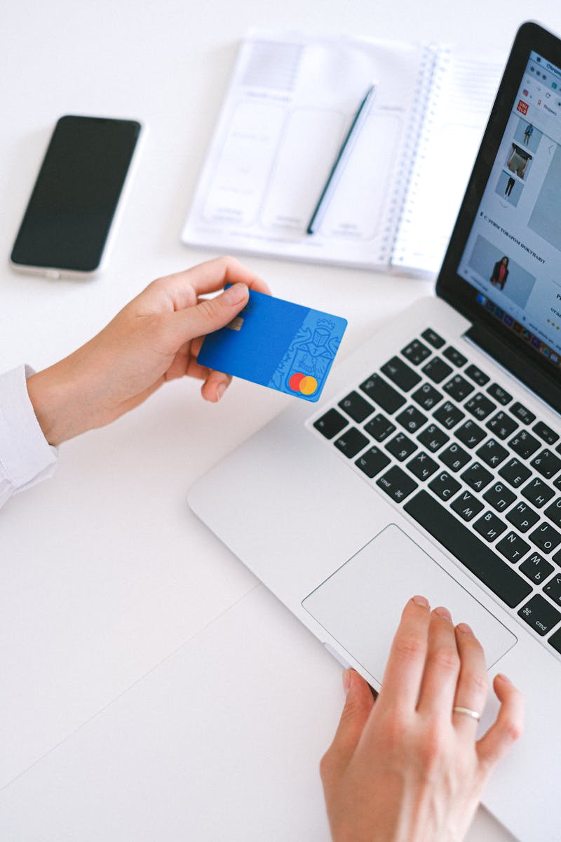 Debit and credit card with chip for secure checkout